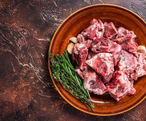 Raw,Mutton,Meat,Diced,For,Goulash,Or,Stew,With,Bone